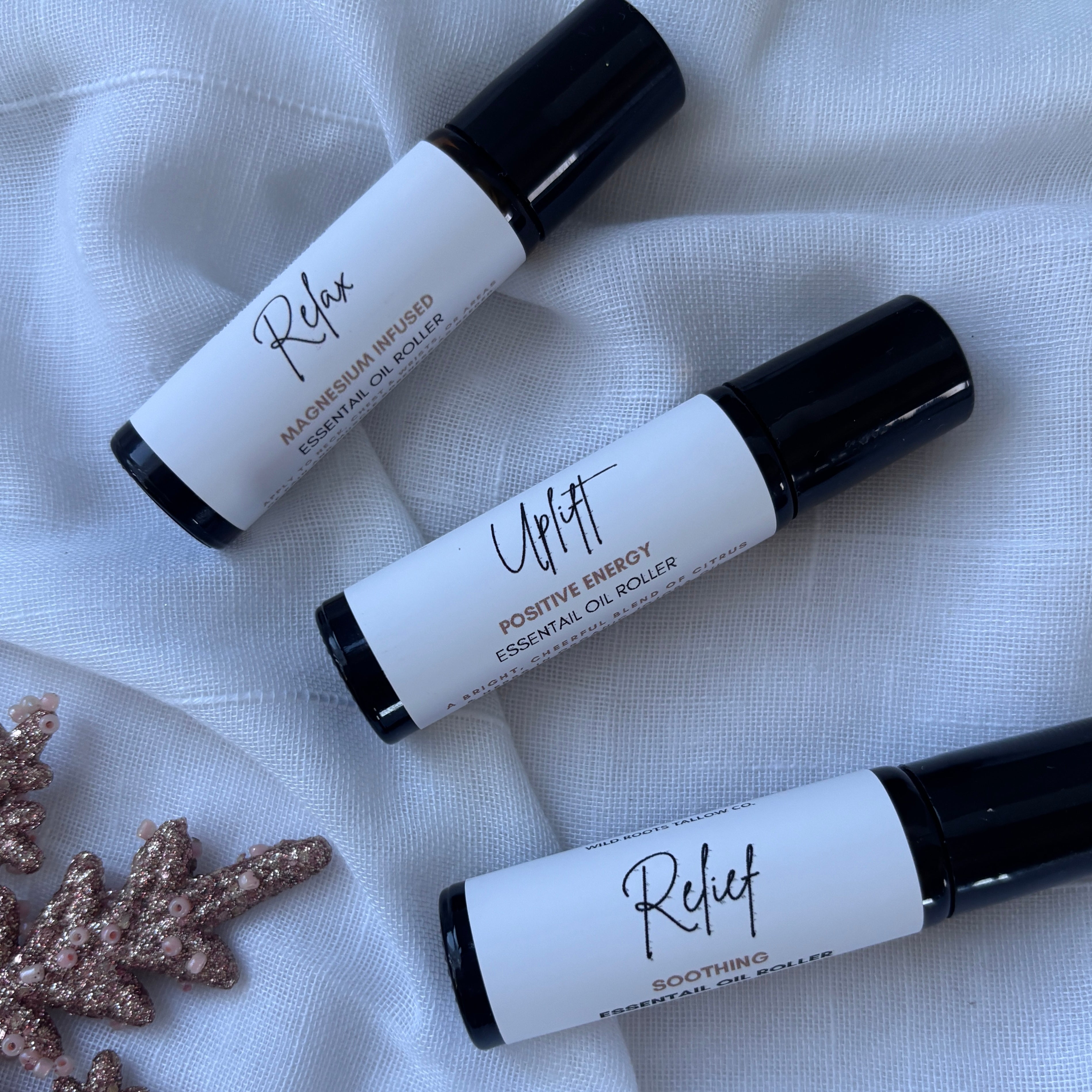 Holiday Essential Oil Roller Trio — Uplift • Relief • Relax