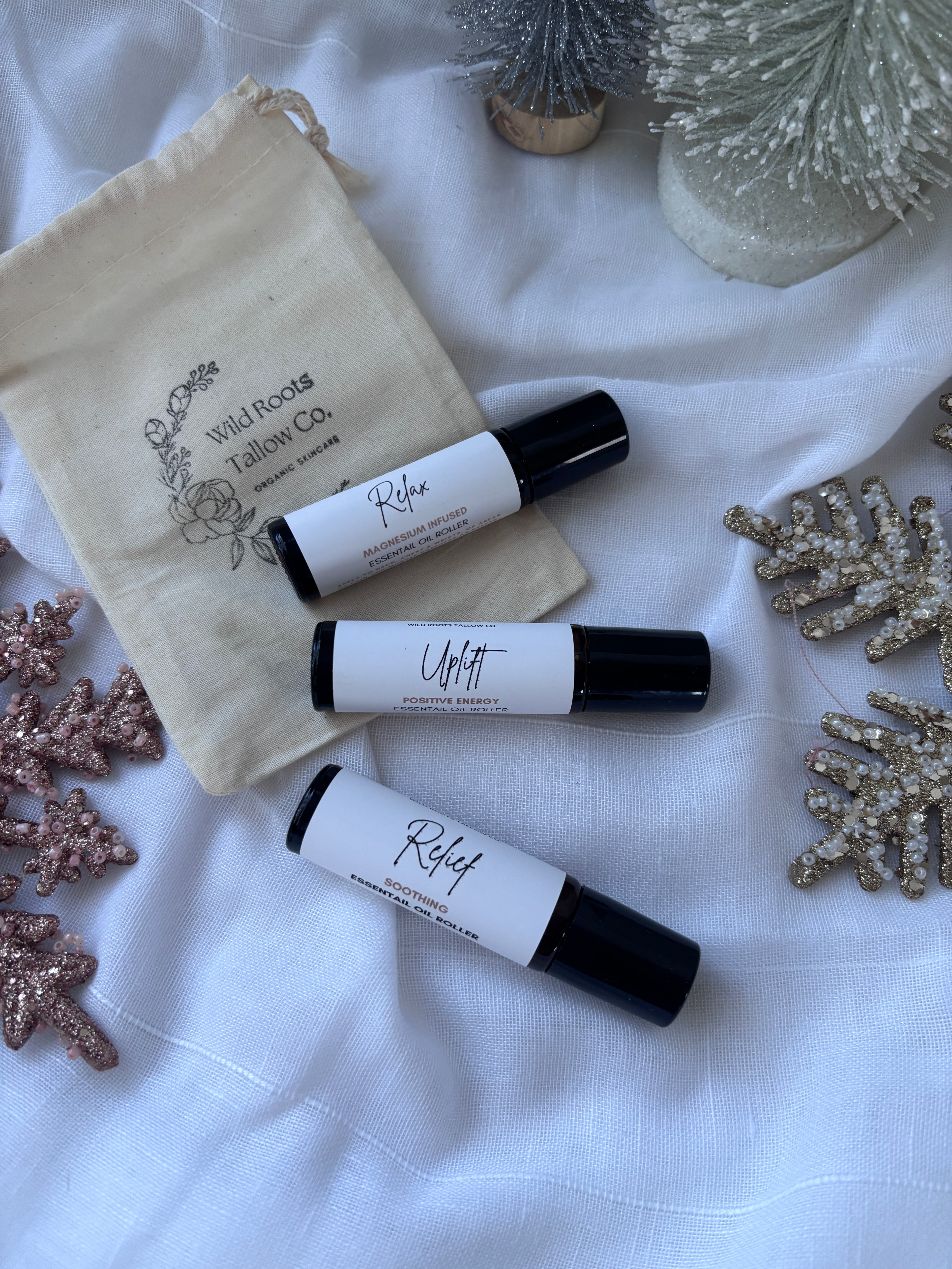 Holiday Essential Oil Roller Trio — Uplift • Relief • Relax
