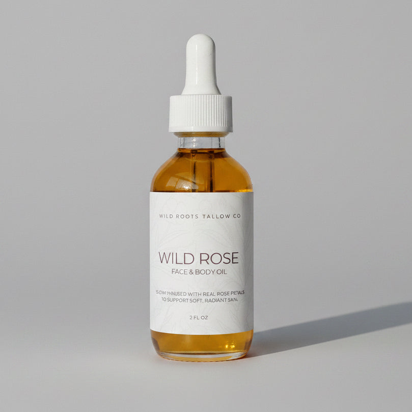 Wild Rose Face & Body Oil – nourishing rosehip and sweet almond oil for radiant, soft skin
