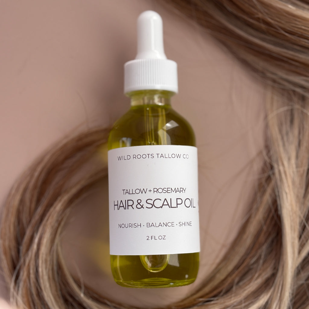 Tallow + Rosemary Hair + Scalp Oil | Holistic Hair Growth