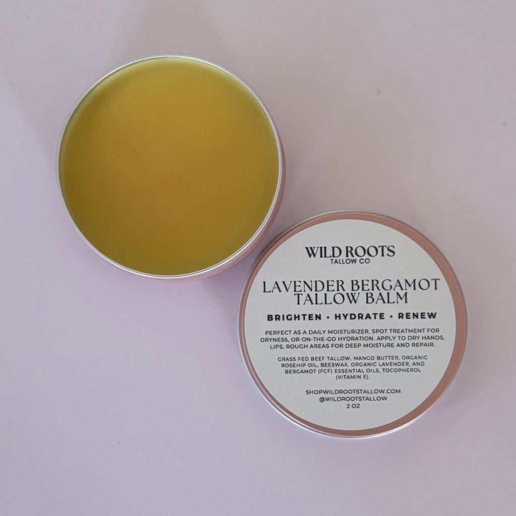 Lavender & Bergamot Tallow Hand + Body Balm with Rosehip Oil