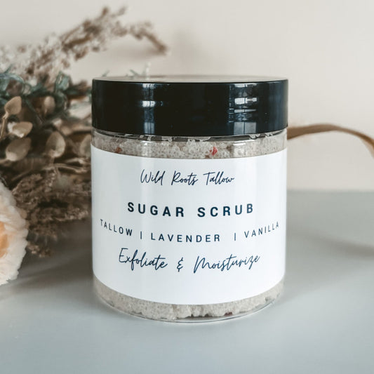 Lavender + Vanilla Tallow Infused Sugar Scrub