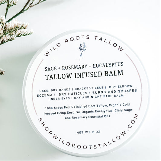Sage +. Rosemary + Eucalyptus  Tallow Balm
