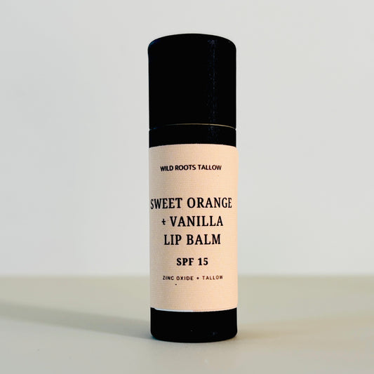Sweet Orange + Vanilla Lip Balm SPF 15 Tallow Based
