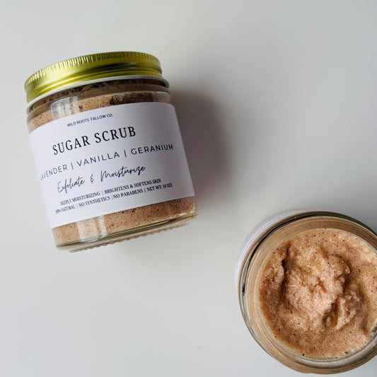 Lavender + Vanilla Tallow Infused Sugar Scrub