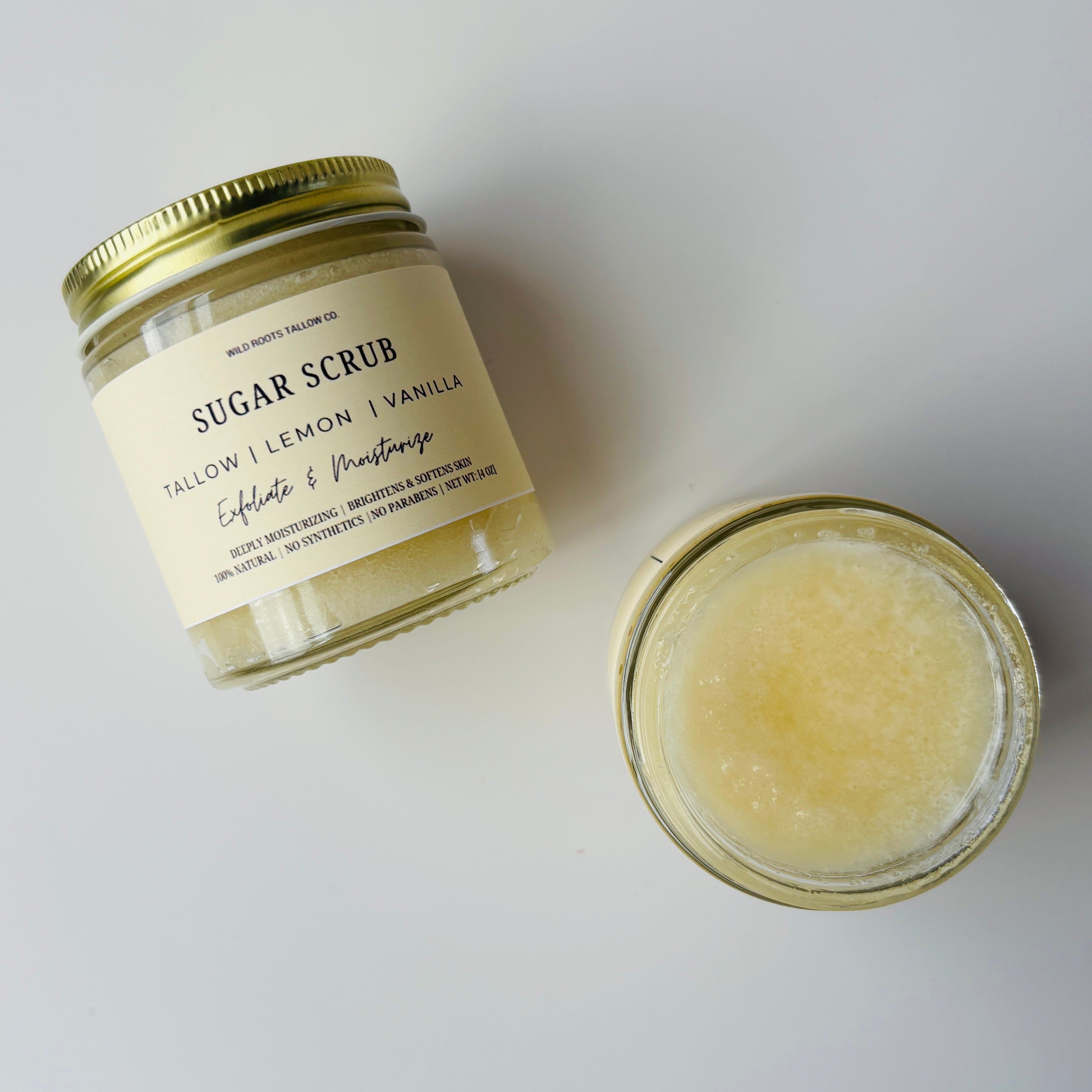 Lemon + Vanilla Tallow Infused Sugar Scrub