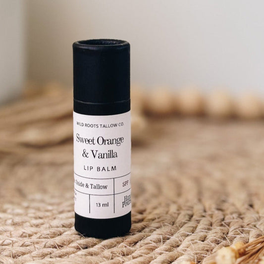 Sweet Orange + Vanilla Lip Balm SPF 15 Tallow Based