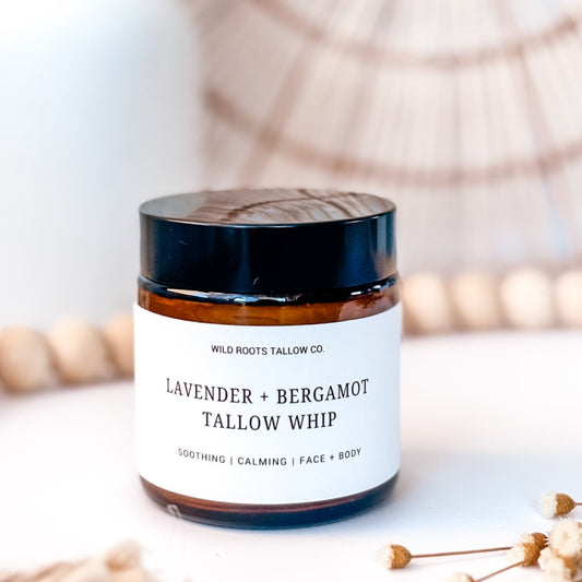 Lavender & Bergamot Tallow Whip | Grass Fed Beef Tallow Balm